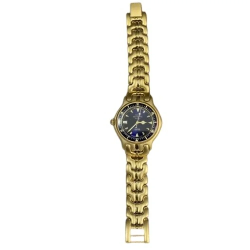 Belair Seapearl 600 Quartz Diver Watch Blue Dial Gold Tone 20 ATM 200m Water Res